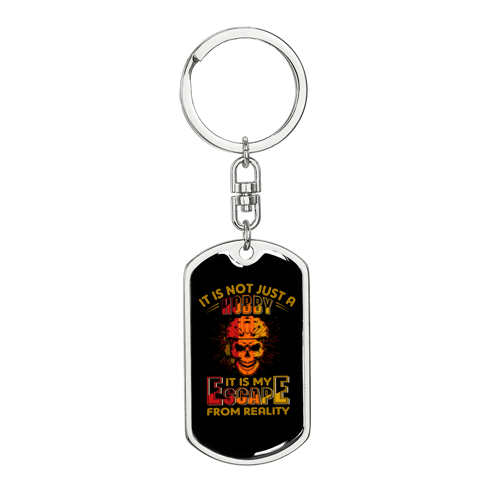 It Is Not Just A Hobby Cycling Keychain Stainless Steel or 18k Gold Dog Tag Keyring-Express Your Love Gifts