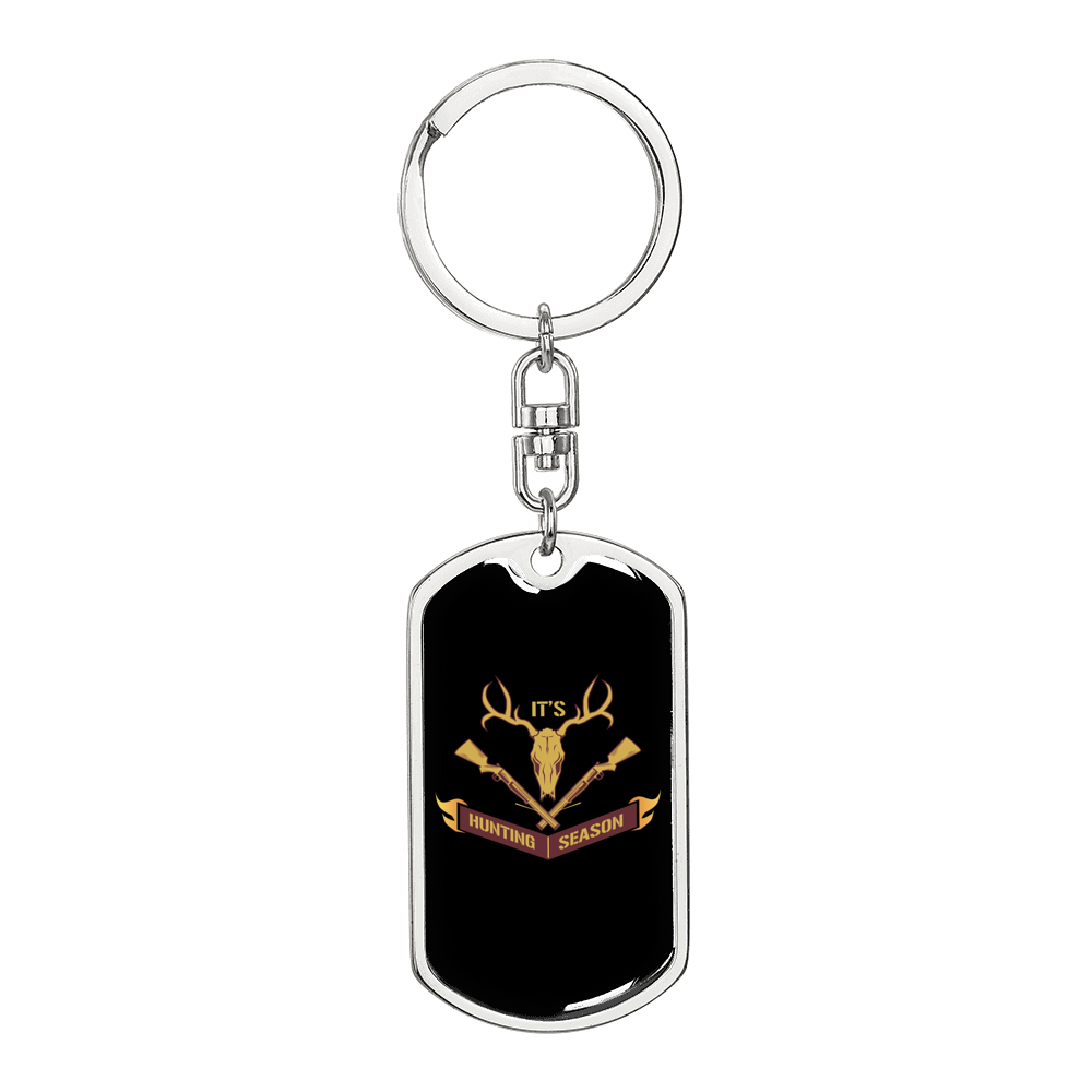 It'S Hunting Season Hunter'S Keychain Gift Stainless Steel or 18k Gold Dog Tag Keyring-Express Your Love Gifts
