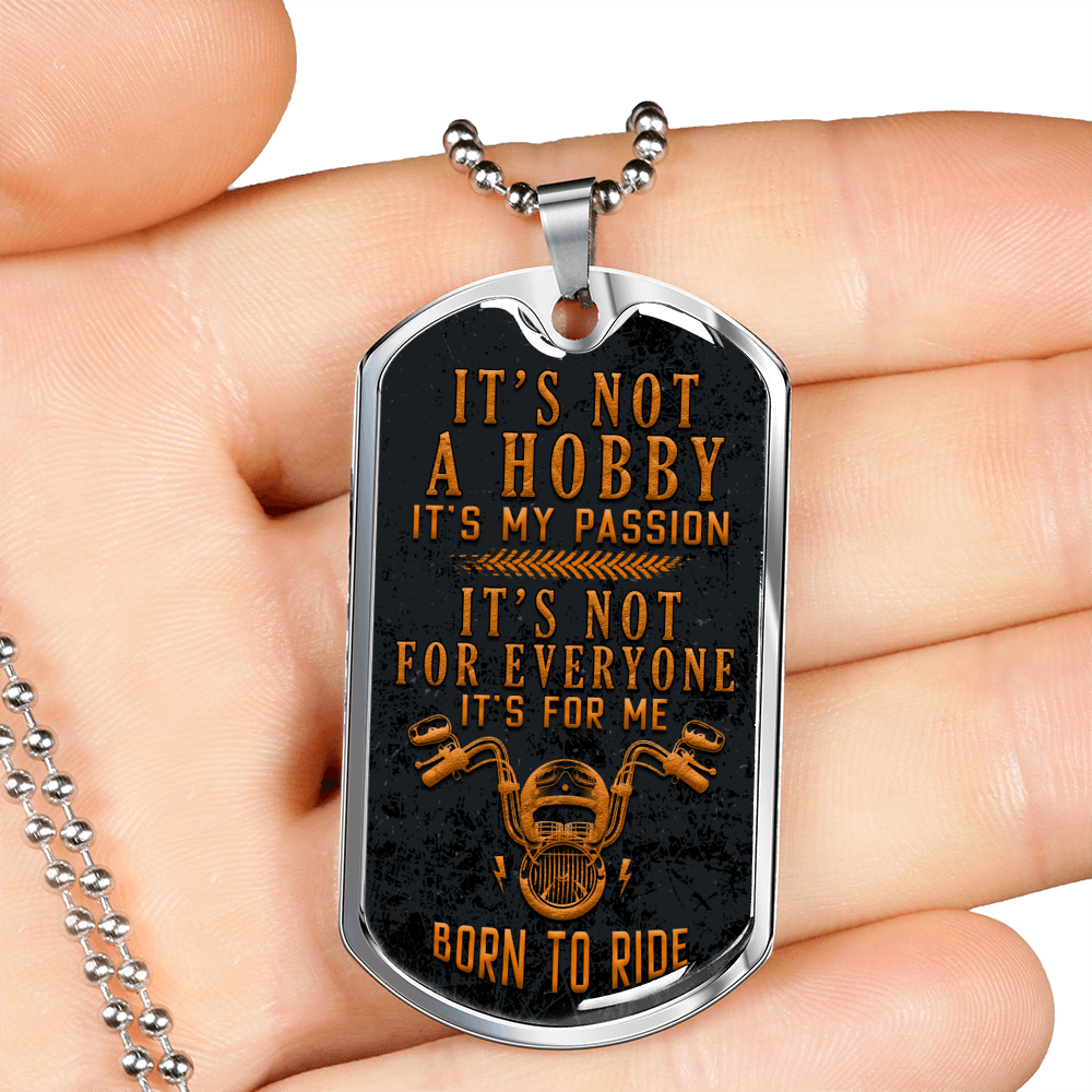 It'S Not A Hobby Biker Necklace Stainless Steel or 18k Gold Dog Tag 24" Chain-Express Your Love Gifts