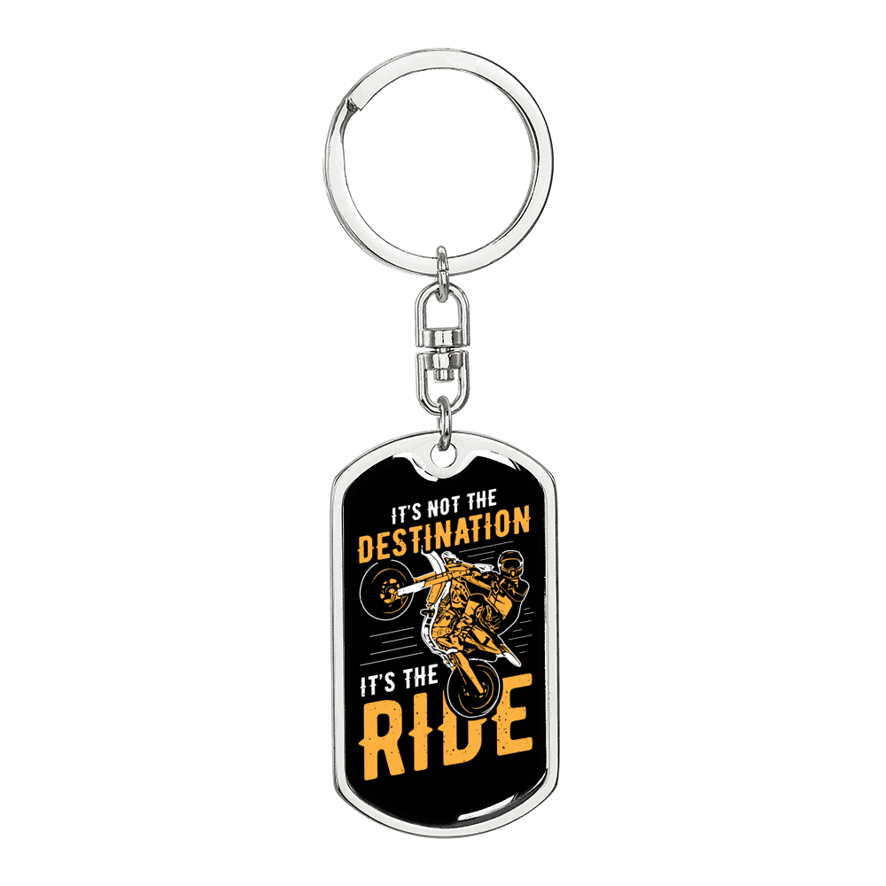 It'S The Ride Biker Keychain Stainless Steel or 18k Gold Dog Tag Keyring-Express Your Love Gifts