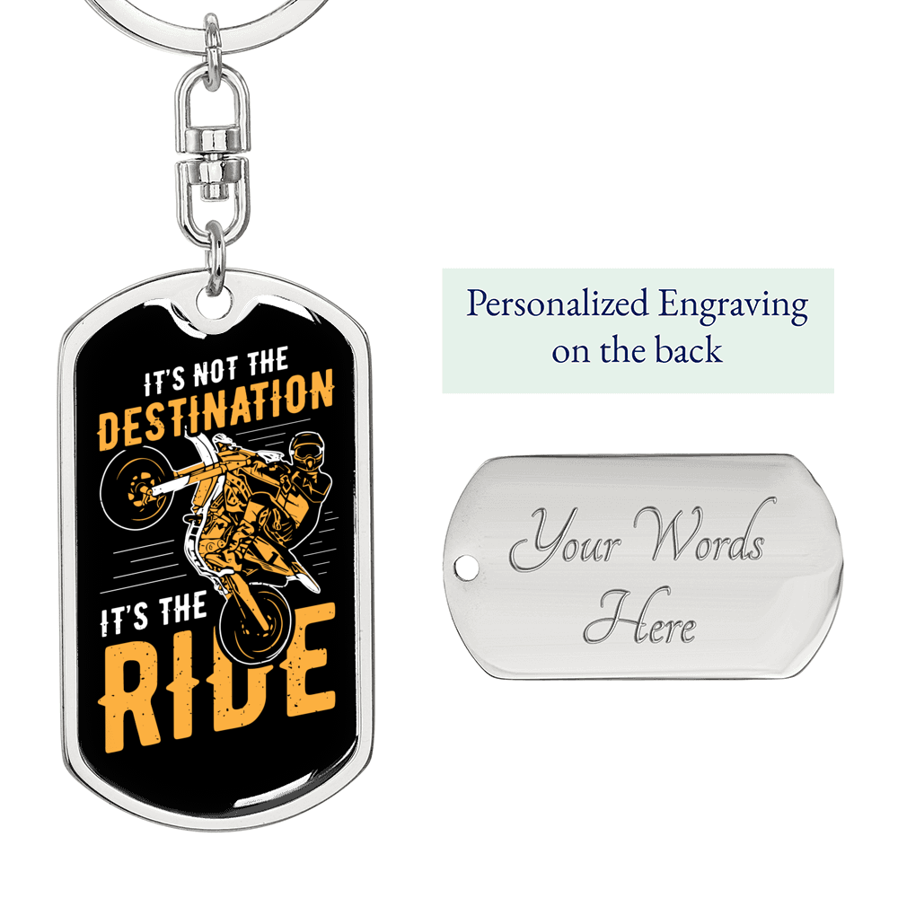 It'S The Ride Biker Keychain Stainless Steel or 18k Gold Dog Tag Keyring-Express Your Love Gifts