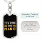 It's Time For Plan Crypto Keychain Stainless Steel or 18k Gold Dog Tag Keyring-Express Your Love Gifts