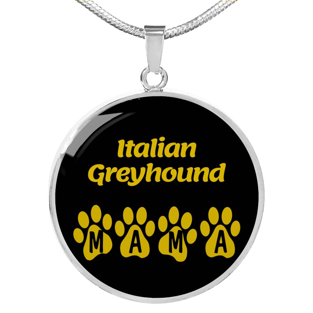 Italian Greyhound Mama Circle Necklace Stainless Steel or 18k Gold 18-22" Dog Owner Lover-Express Your Love Gifts