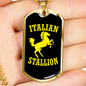 Italian Stallion Horse Necklace Stainless Steel or 18k Gold Dog Tag 24" Chain-Express Your Love Gifts