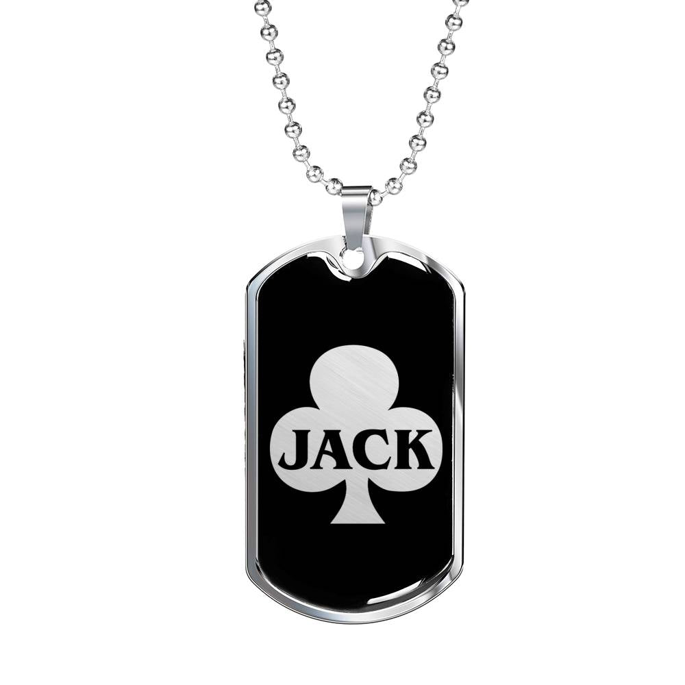 Jack Of Clubs Dog Tag Stainless Steel or 18k Gold 24" Chain-Express Your Love Gifts