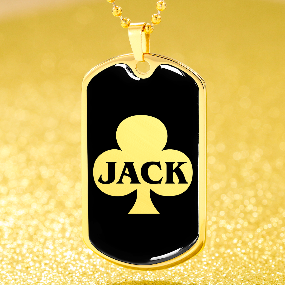Jack Of Clubs Dog Tag Stainless Steel or 18k Gold 24" Chain-Express Your Love Gifts