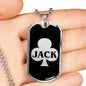 Jack Of Clubs Dog Tag Stainless Steel or 18k Gold 24" Chain-Express Your Love Gifts