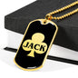 Jack Of Clubs Dog Tag Stainless Steel or 18k Gold 24" Chain-Express Your Love Gifts