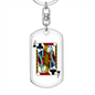 Jack of Clubs Gambler Keychain Stainless Steel or 18k Gold Dog Tag Keyring-Express Your Love Gifts