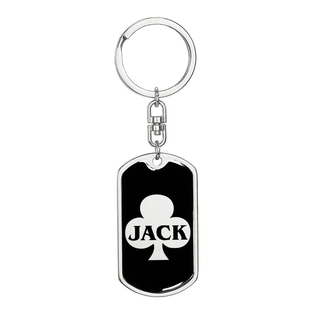 Jack Of Clubs Keychain Dog Tag Stainless Steel or 18k Gold-Express Your Love Gifts