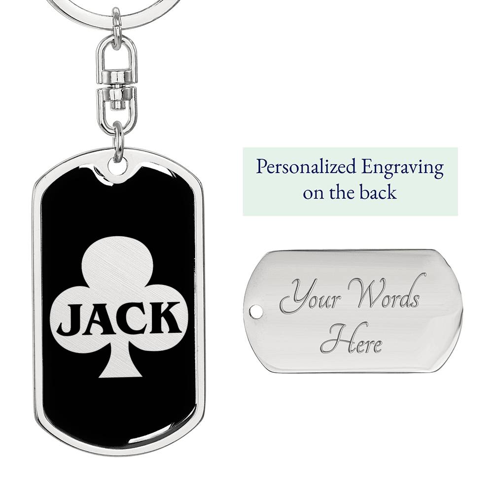 Jack Of Clubs Keychain Dog Tag Stainless Steel or 18k Gold-Express Your Love Gifts