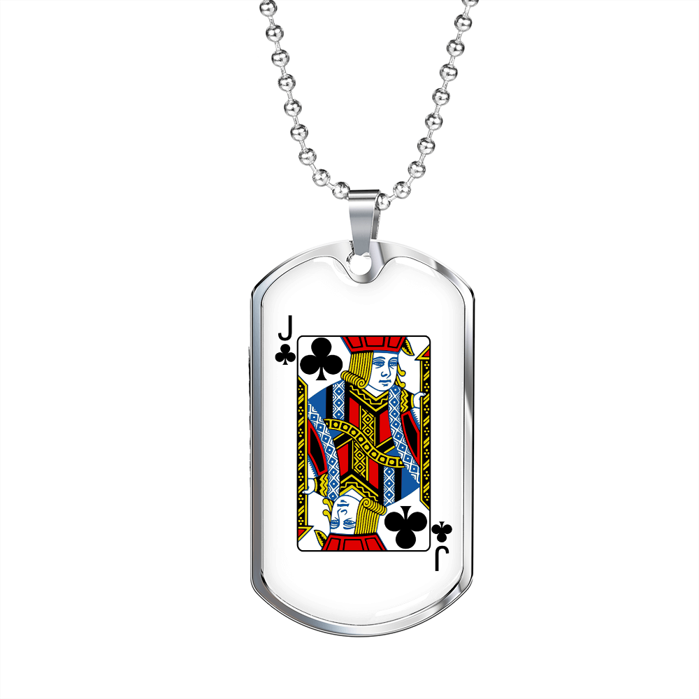 Jack of Clubs Necklace Stainless Steel or 18k Gold Dog Tag 24" Chain-Express Your Love Gifts