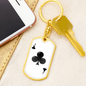 Jack of Clubs Plain Gambler Keychain Stainless Steel or 18k Gold Dog Tag Keyring-Express Your Love Gifts