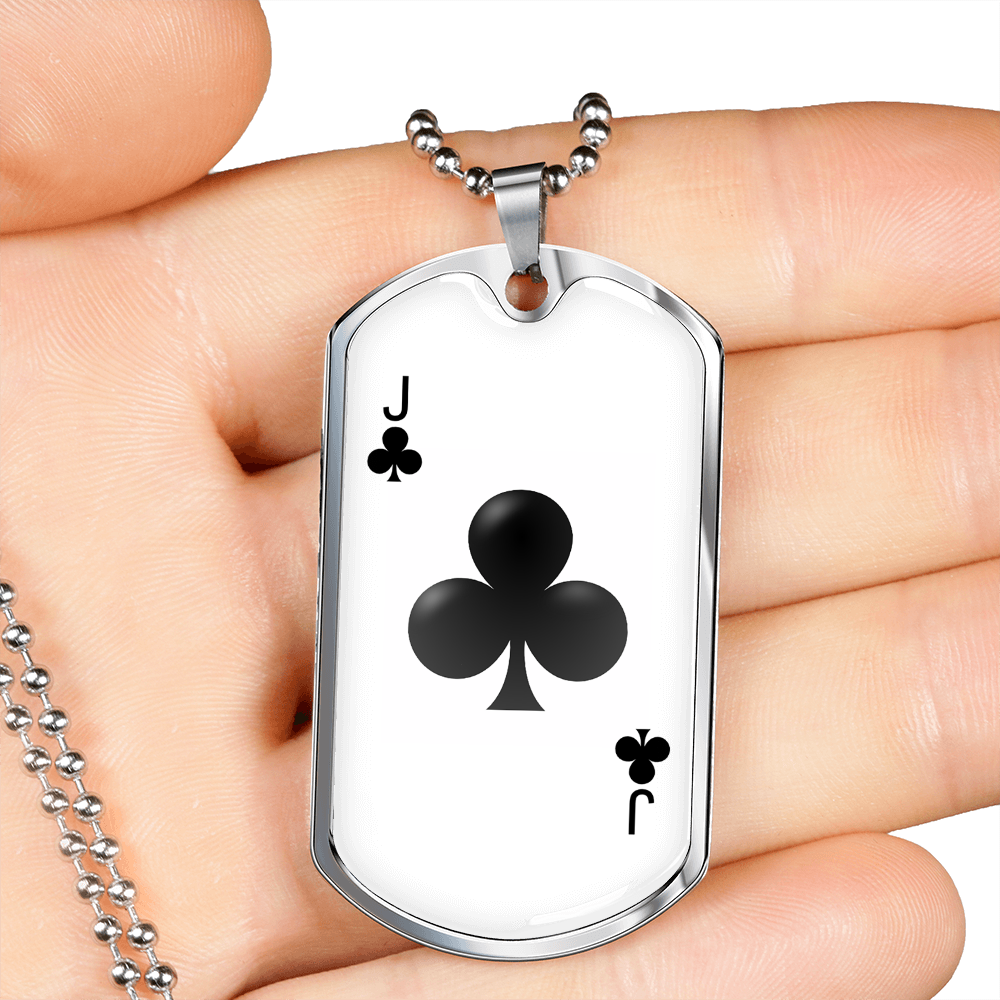 Jack of Clubs Plain Necklace Stainless Steel or 18k Gold Dog Tag 24" Chain-Express Your Love Gifts