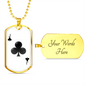 Jack of Clubs Plain Necklace Stainless Steel or 18k Gold Dog Tag 24" Chain-Express Your Love Gifts