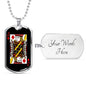 Jack Of Diamonds Dog Tag Stainless Steel or 18k Gold 24" Chain-Express Your Love Gifts