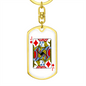 Jack of Diamonds Gambler Keychain Stainless Steel or 18k Gold Dog Tag Keyring-Express Your Love Gifts