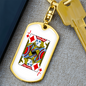 Jack of Diamonds Gambler Keychain Stainless Steel or 18k Gold Dog Tag Keyring-Express Your Love Gifts
