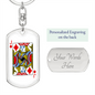 Jack of Diamonds Gambler Keychain Stainless Steel or 18k Gold Dog Tag Keyring-Express Your Love Gifts