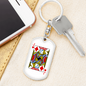 Jack of Diamonds Gambler Keychain Stainless Steel or 18k Gold Dog Tag Keyring-Express Your Love Gifts