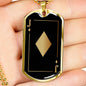 Jack Of Diamonds Gold Dog Tag Stainless Steel or 18k Gold 24" Chain-Express Your Love Gifts