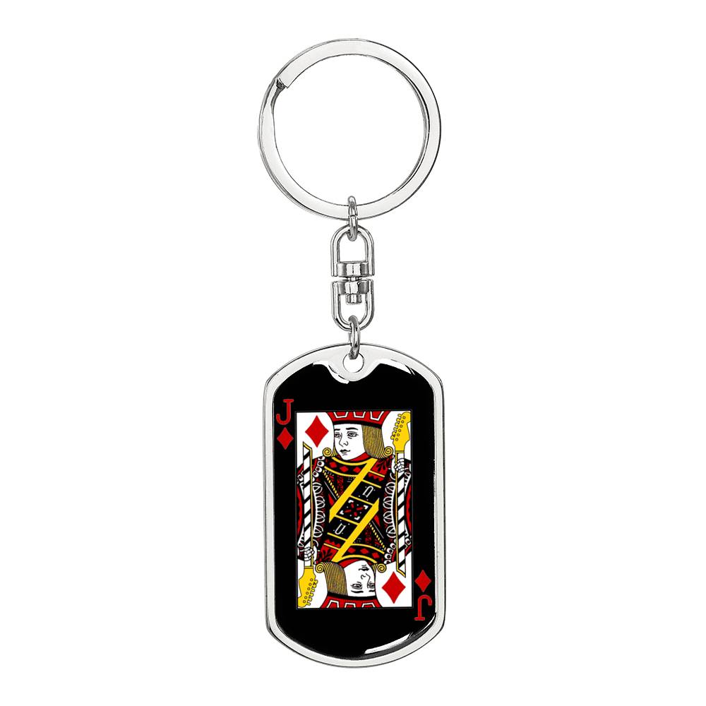 Jack Of Diamonds Keychain Dog Tag Stainless Steel or 18k Gold-Express Your Love Gifts