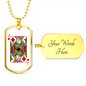 Jack of Diamonds Necklace Stainless Steel or 18k Gold Dog Tag 24" Chain-Express Your Love Gifts