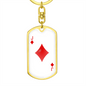 Jack of Diamonds Plain Gambler Keychain Stainless Steel or 18k Gold Dog Tag Keyring-Express Your Love Gifts
