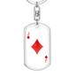 Jack of Diamonds Plain Gambler Keychain Stainless Steel or 18k Gold Dog Tag Keyring-Express Your Love Gifts
