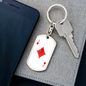 Jack of Diamonds Plain Gambler Keychain Stainless Steel or 18k Gold Dog Tag Keyring-Express Your Love Gifts