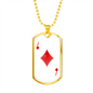 Jack of Diamonds Plain Necklace Stainless Steel or 18k Gold Dog Tag 24" Chain-Express Your Love Gifts
