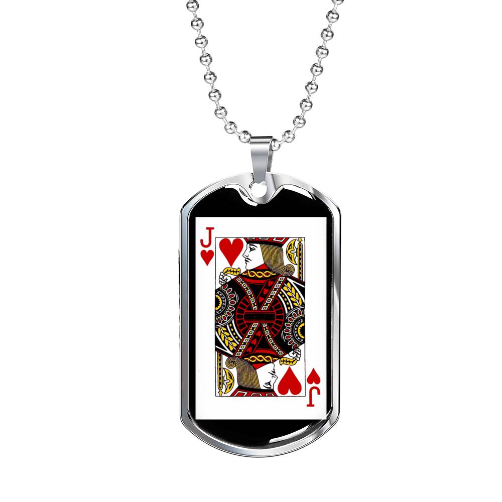 Jack Of Hearts Dog Tag Stainless Steel or 18k Gold 24" Chain-Express Your Love Gifts