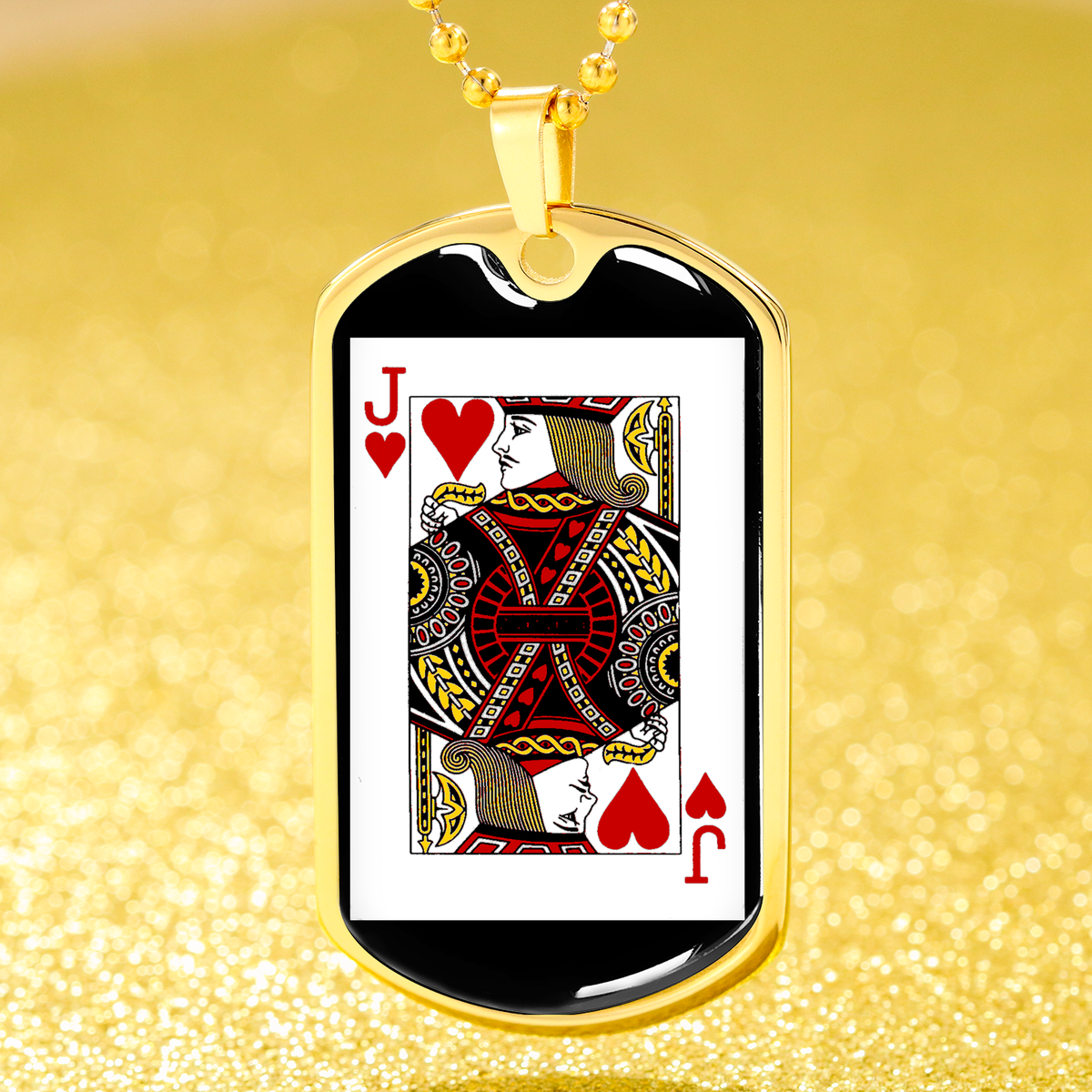 Jack Of Hearts Dog Tag Stainless Steel or 18k Gold 24" Chain-Express Your Love Gifts