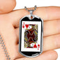 Jack Of Hearts Dog Tag Stainless Steel or 18k Gold 24" Chain-Express Your Love Gifts