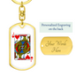 Jack of Hearts Gambler Keychain Stainless Steel or 18k Gold Dog Tag Keyring-Express Your Love Gifts