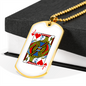Jack of Hearts Gambler Necklace Stainless Steel or 18k Gold Dog Tag 24" Chain-Express Your Love Gifts