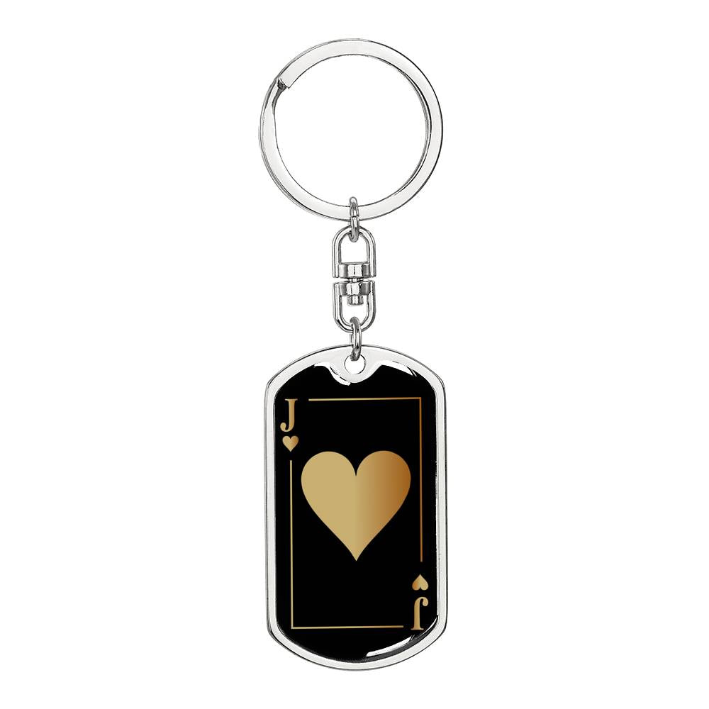 Jack Of Hearts Gold Keychain Dog Tag Stainless Steel or 18k Gold-Express Your Love Gifts