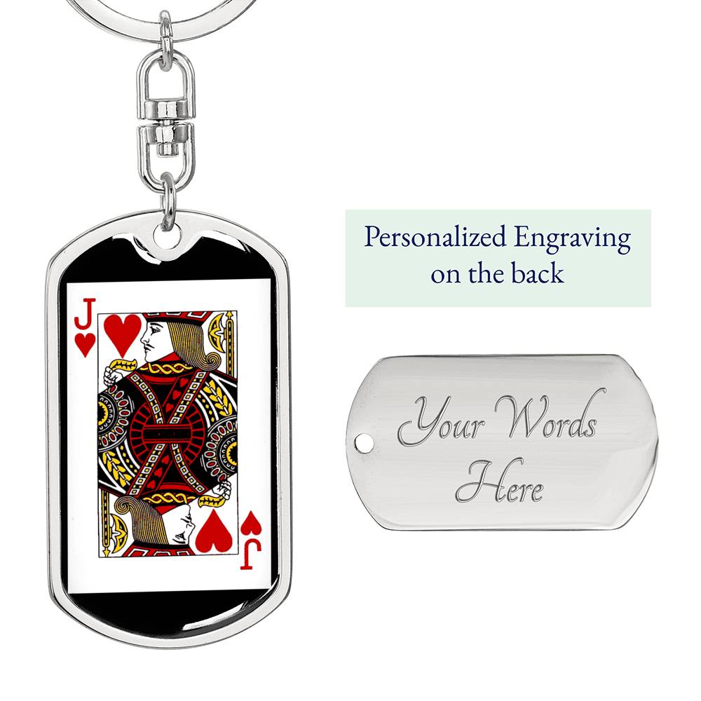 Jack Of Hearts Keychain Dog Tag Stainless Steel or 18k Gold-Express Your Love Gifts