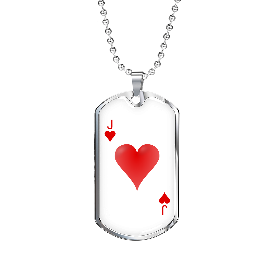 Jack of Hearts Necklace Stainless Steel or 18k Gold Dog Tag 24" Chain-Express Your Love Gifts