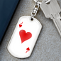 Jack of Hearts Plain Gambler Keychain Stainless Steel or 18k Gold Dog Tag Keyring-Express Your Love Gifts