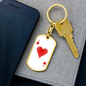 Jack of Hearts Plain Gambler Keychain Stainless Steel or 18k Gold Dog Tag Keyring-Express Your Love Gifts