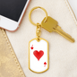 Jack of Hearts Plain Gambler Keychain Stainless Steel or 18k Gold Dog Tag Keyring-Express Your Love Gifts