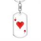 Jack of Hearts Plain Gambler Keychain Stainless Steel or 18k Gold Dog Tag Keyring-Express Your Love Gifts