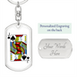 Jack of Spades Gambler Keychain Stainless Steel or 18k Gold Dog Tag Keyring-Express Your Love Gifts
