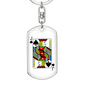Jack of Spades Gambler Keychain Stainless Steel or 18k Gold Dog Tag Keyring-Express Your Love Gifts