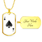 Jack of Spades Gambler Solid Necklace Stainless Steel or 18k Gold Dog Tag 24" Chain-Express Your Love Gifts