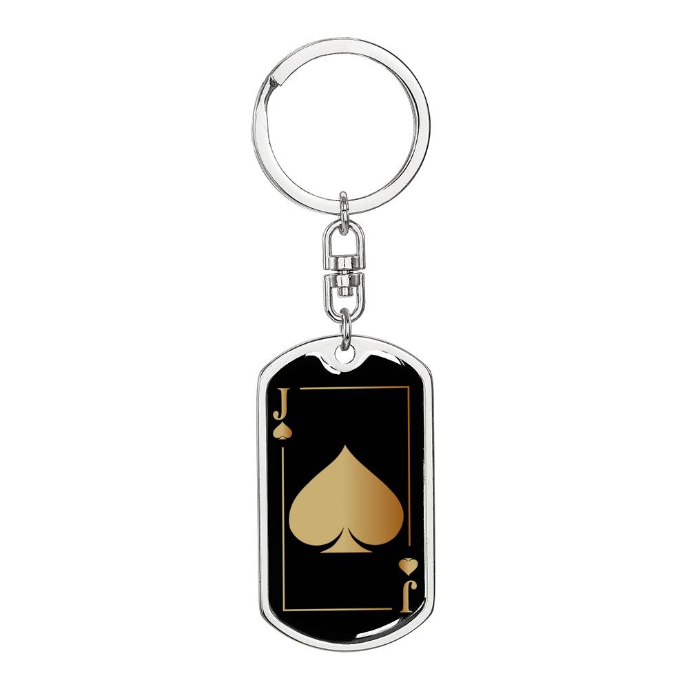 Jack Of Spades Gold Keychain Dog Tag Stainless Steel or 18k Gold-Express Your Love Gifts