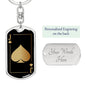 Jack Of Spades Gold Keychain Dog Tag Stainless Steel or 18k Gold-Express Your Love Gifts