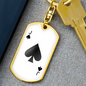 Jack of Sspades Gambler Keychain Stainless Steel or 18k Gold Dog Tag Keyring-Express Your Love Gifts
