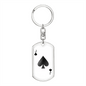 Jack of Sspades Gambler Keychain Stainless Steel or 18k Gold Dog Tag Keyring-Express Your Love Gifts